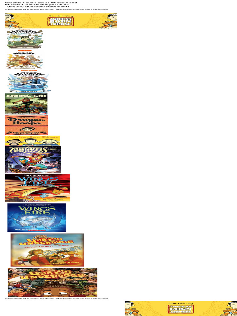 Graphic Novels Act As Window and Mirrors What Does This Mean and How Is