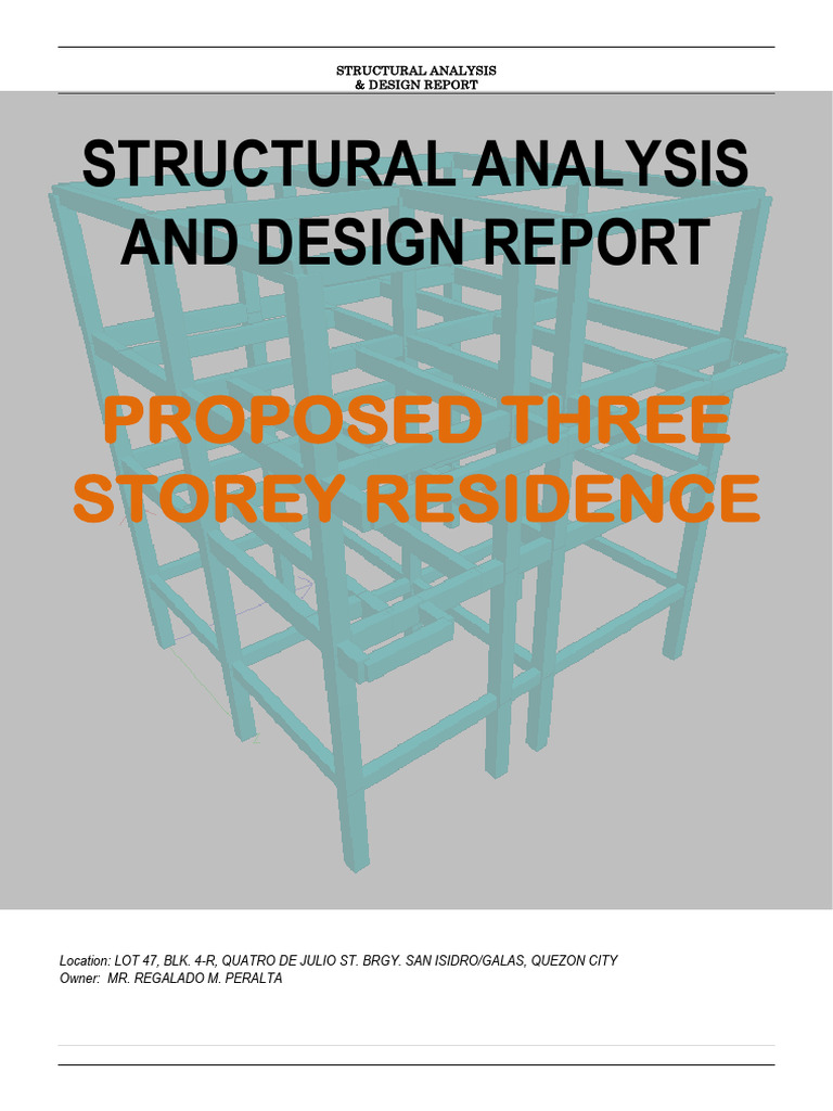 Proposed 3 Storey Residence Structral Analysis and Design Report | PDF ...