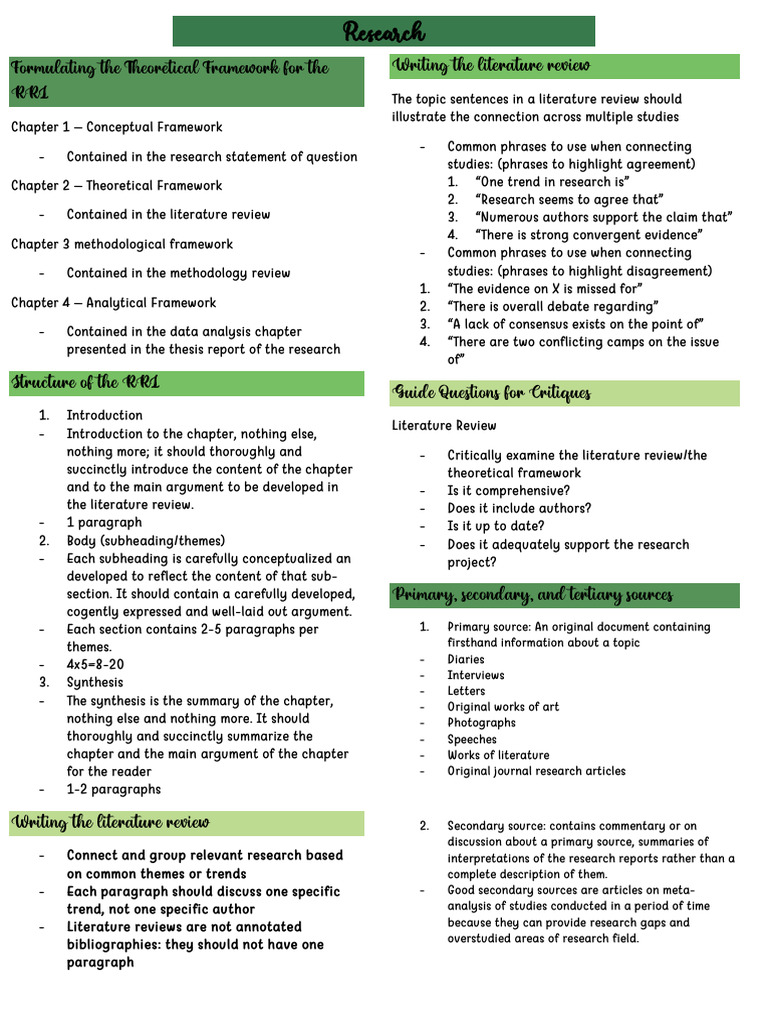 Research Framework and Literature Review Guide | PDF