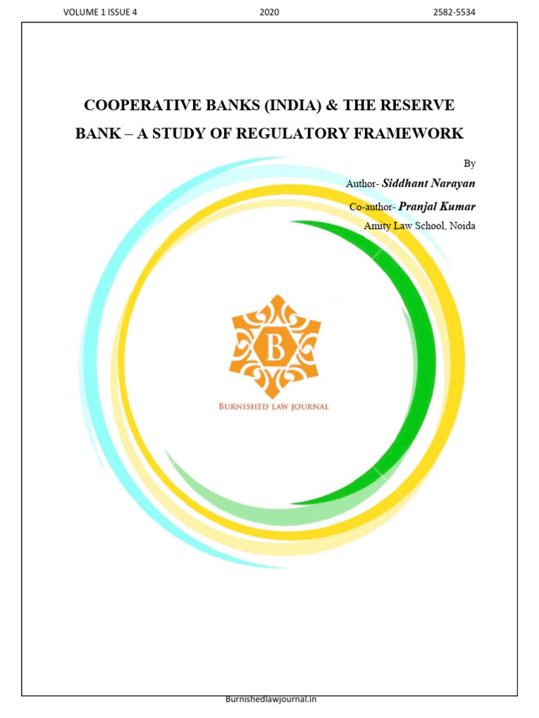 COOPERATIVE BANKS INDIA THE RESERVE BANK - A STUDY OF REGULATORY ...