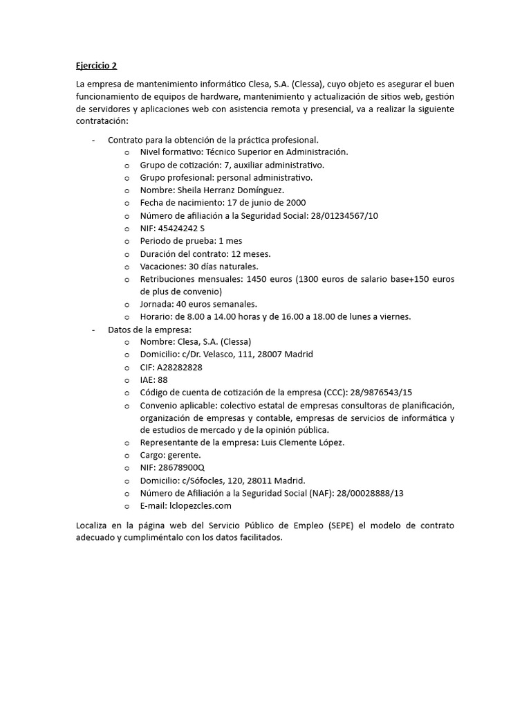 Ejercicio 2 | PDF | Crecimiento personal y profesional | Negocios