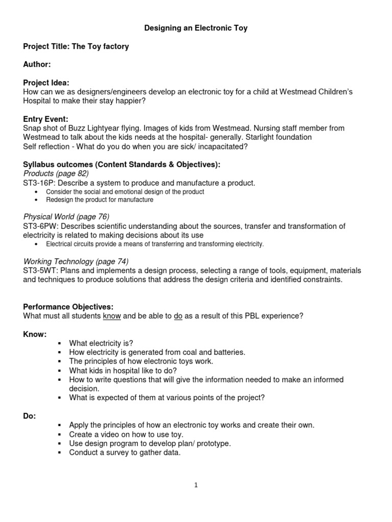 Designing Electronic Toys for Kids | PDF | Educational Assessment ...