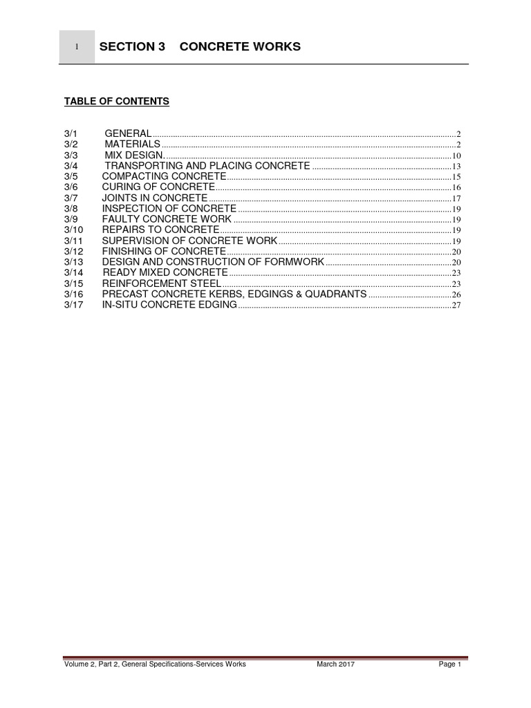 Concrete Works General Specifications | PDF