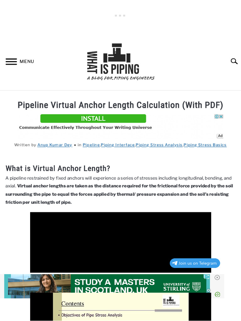 Pipeline Virtual Anchor Length Calculation (With PDF) What Is Piping