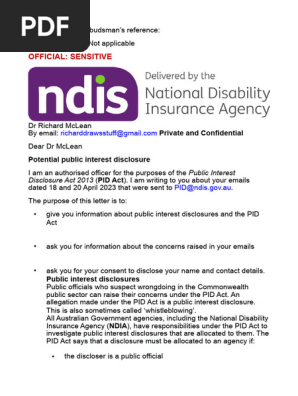 NDIS DSS Allegations PID