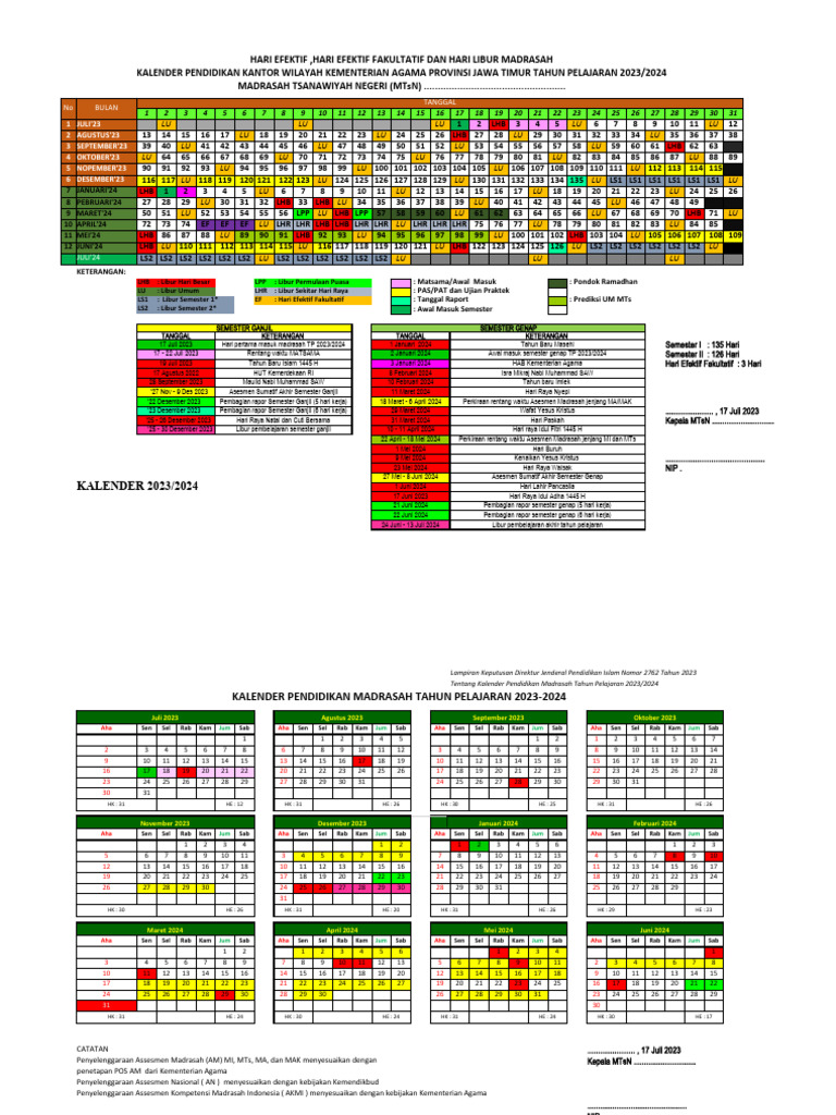 Kaldik Excel Tahun 20232024 MTS PDF