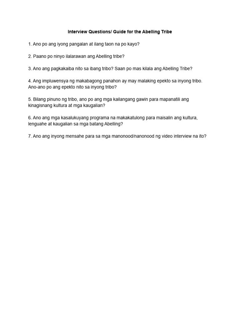 Interview Questions - Guide For The Abelling Tribe | PDF
