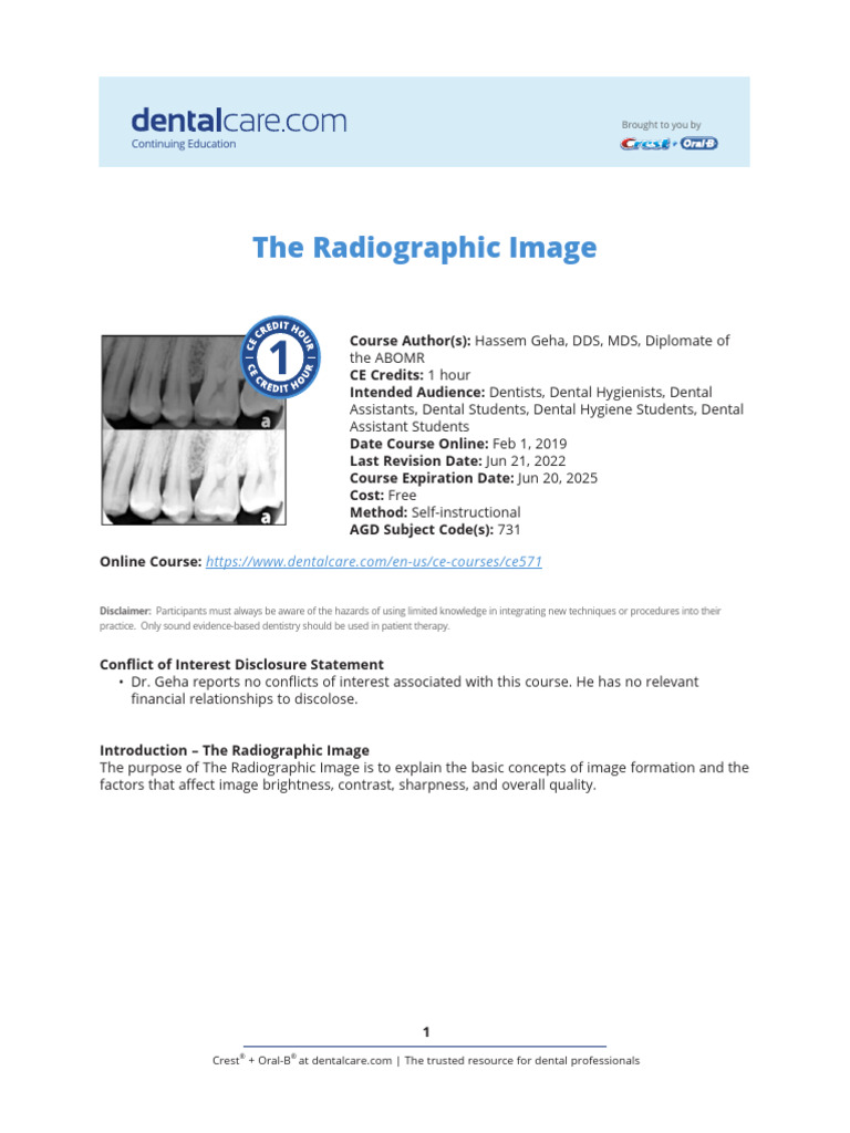 Radiographic Exposure, Density and Contrast Guidance. PDF