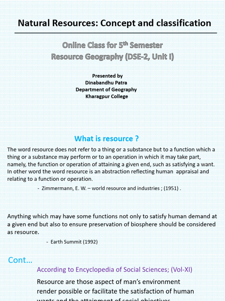 Understanding Natural Resources and Classifications | PDF | Resource ...