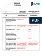 Comparison of Construction Piece Against Specification