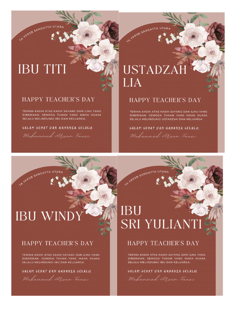 Teacher #39 s Day Card PDF