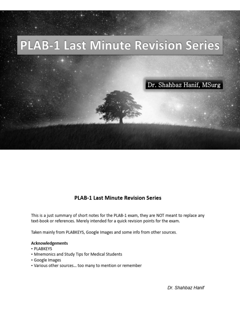 PLAB-1 Quick Revision Notes | PDF | Science & Mathematics
