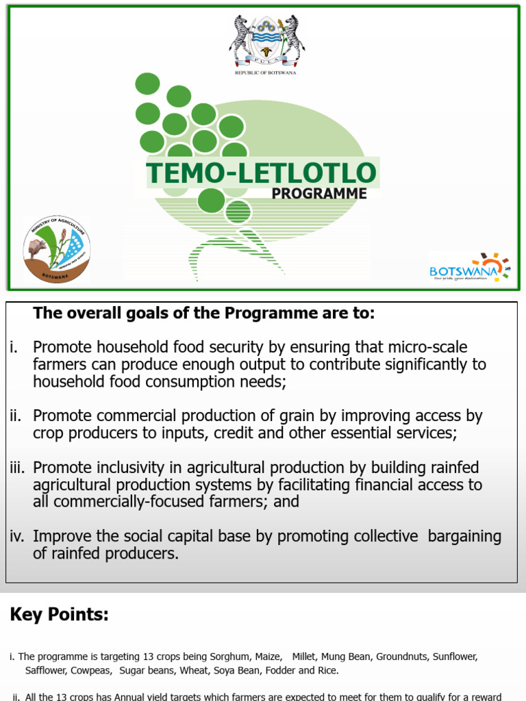 Temo Letlotlo Programme Overview | PDF | Agriculture | Smallholding