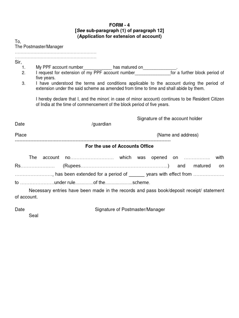 PPF Account Extension Application Form | PDF | Law