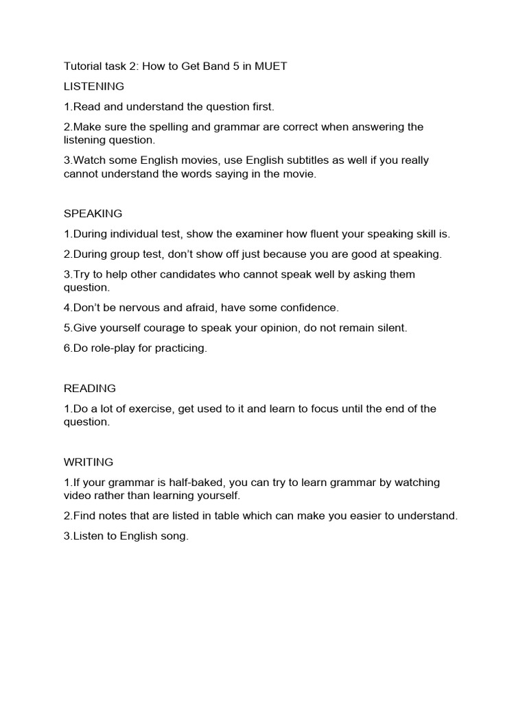 Tutorial Task 2-MUET | PDF | Language Arts & Discipline | Self-Improvement