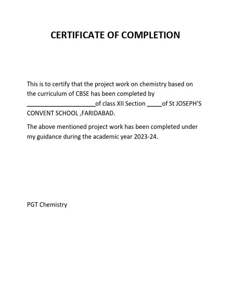 Chemistry Certificate PDF Chemistry Certificate PDF