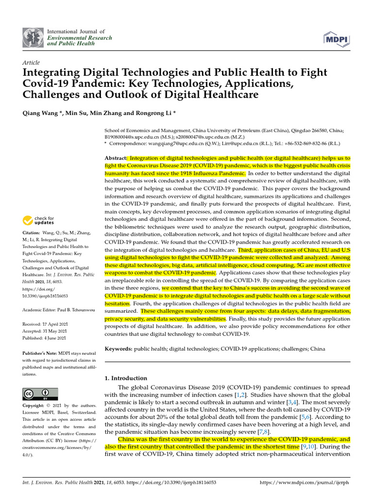 Intergrating Digital Technologies and PH For COVID19 | PDF | Cloud ...