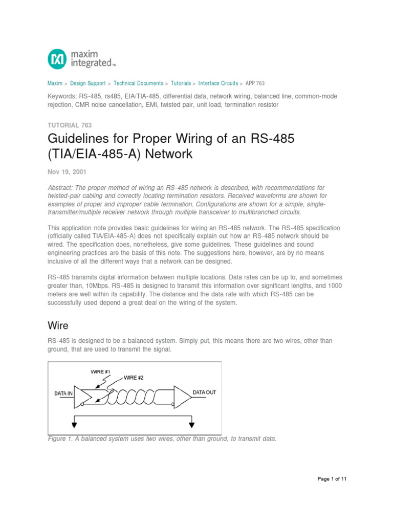 RS-485 Wiring and Termination Guidelines | PDF | Manufactured Goods ...