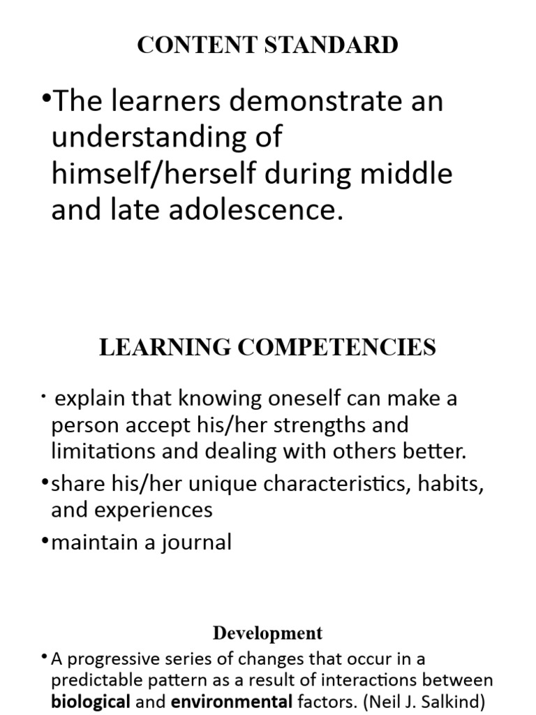 Personal Development Lesson 1 | PDF | Cognitive Development | Cognition