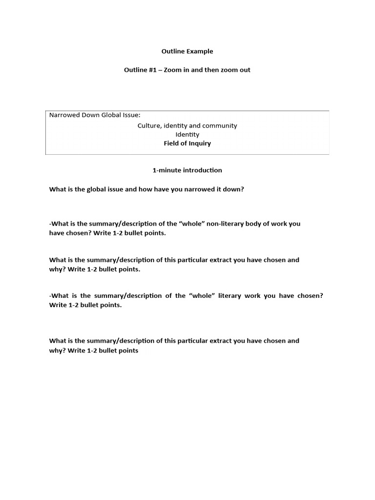 Individual Oral Outline Template PDF