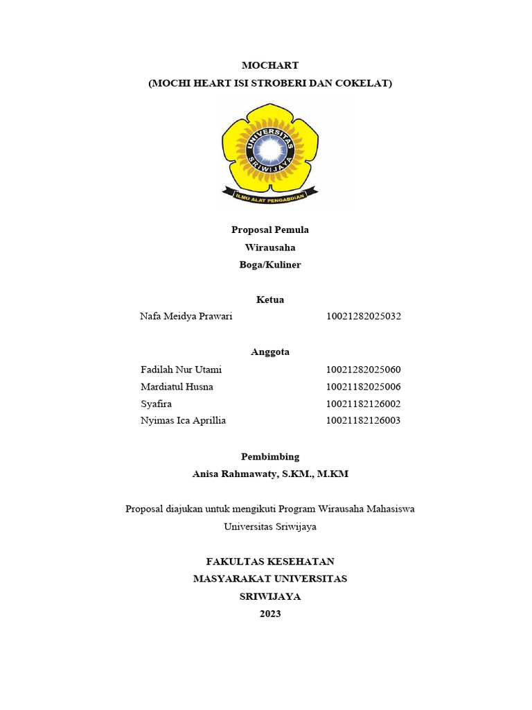 Proposal Wirausaha Mochi Heart 2023 | PDF | Karier & Perkembangan | Bisnis