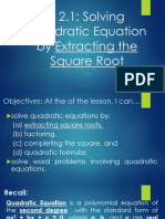 Lesson 2 1 Solving Quadratic Equation by Extracting The Square Root