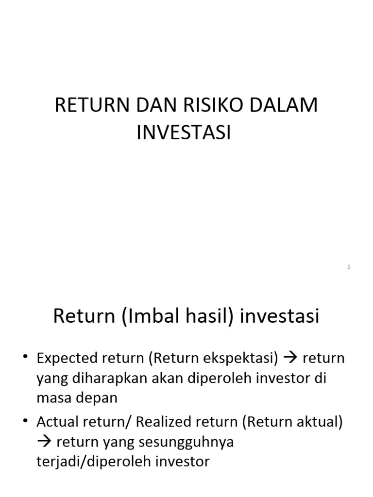 Return dan Risiko dalam Investasi Saham PDF