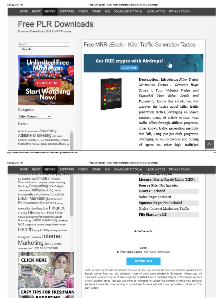 Free MRR Ebook - Killer Traffic Generation Tactics - Free PLR Downloads ...