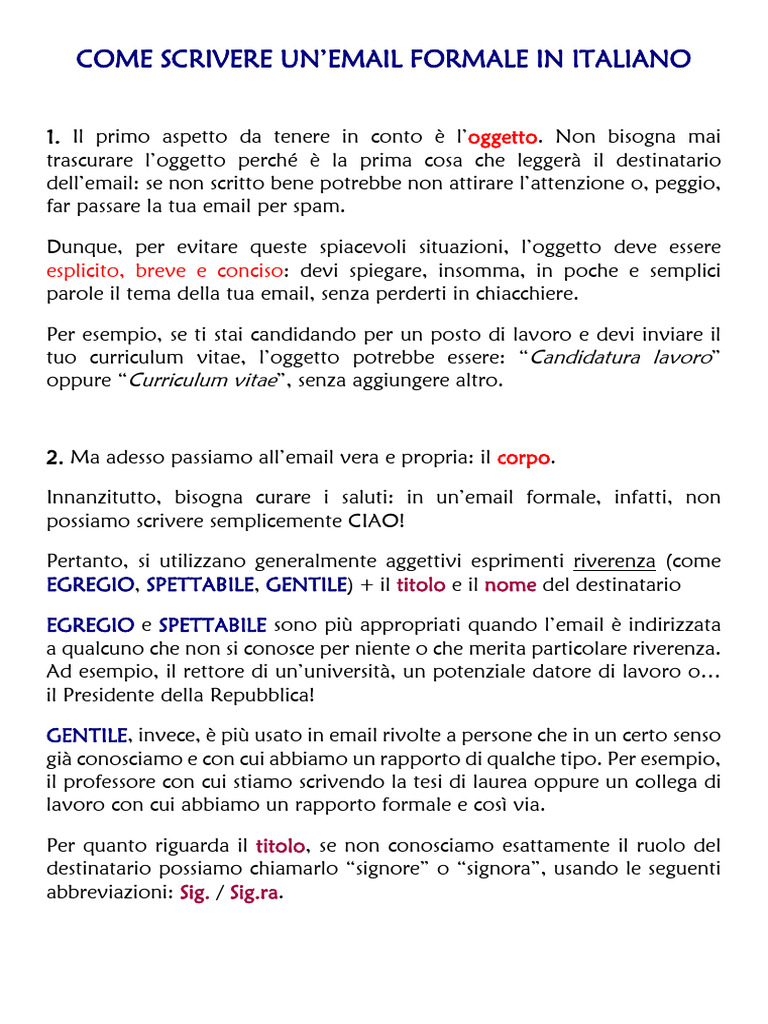 Come Scrivere Una Email Formale | PDF