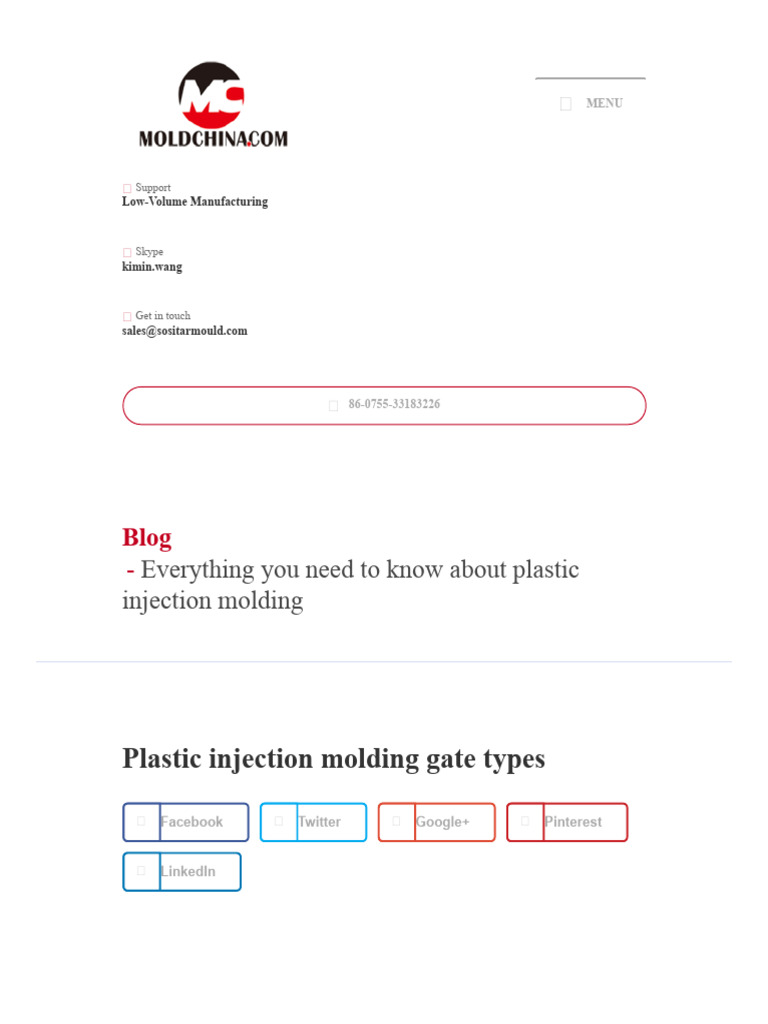 Injection Molding Gate Types and Their PDF Plastic Stress (Mechanics)