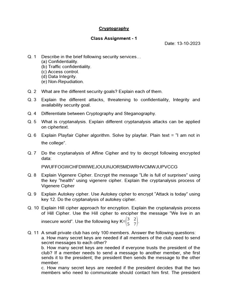 Cryptography Student Tasks | PDF | Games & Activities | Technology ...