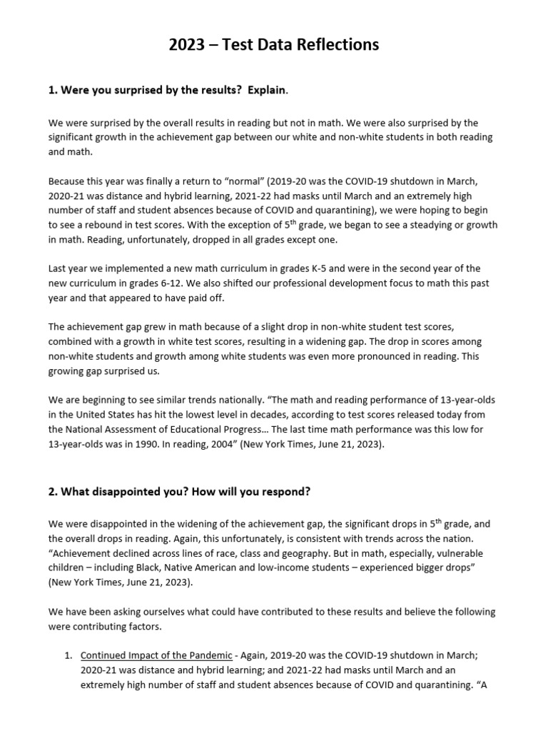 Map test data reflections pdf