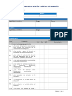 Check List - Auditoria en La Gestión Logística Del Almacén