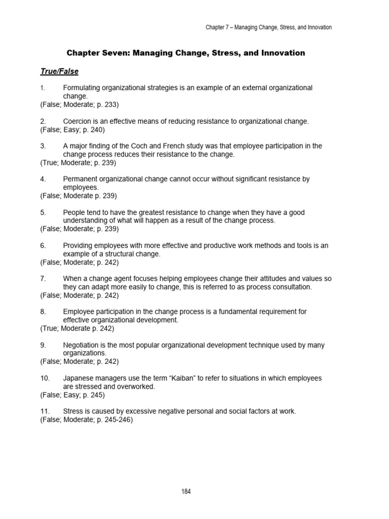 Change Management and Employee Stress | PDF | Organization Development ...