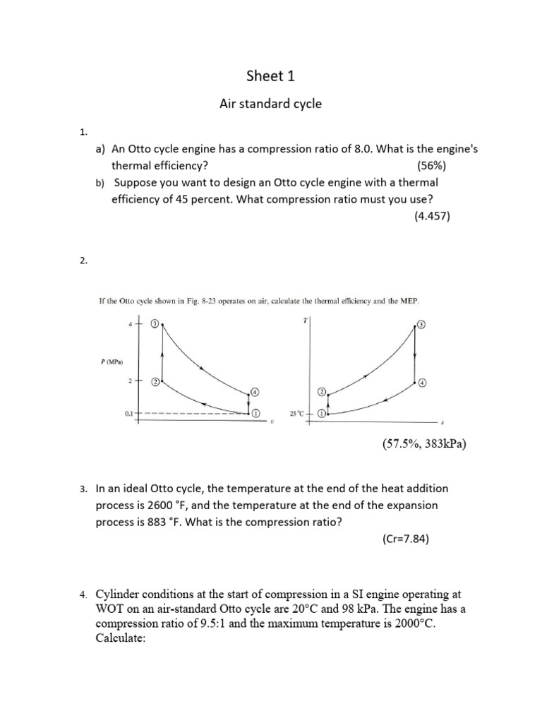 Air Standard Cycle PDF Diesel Engine Heat