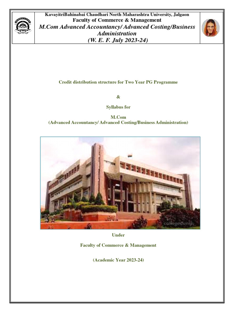 2023 24 M Com I Syllabus Nep 2020 Pattern Affiliated Colleges