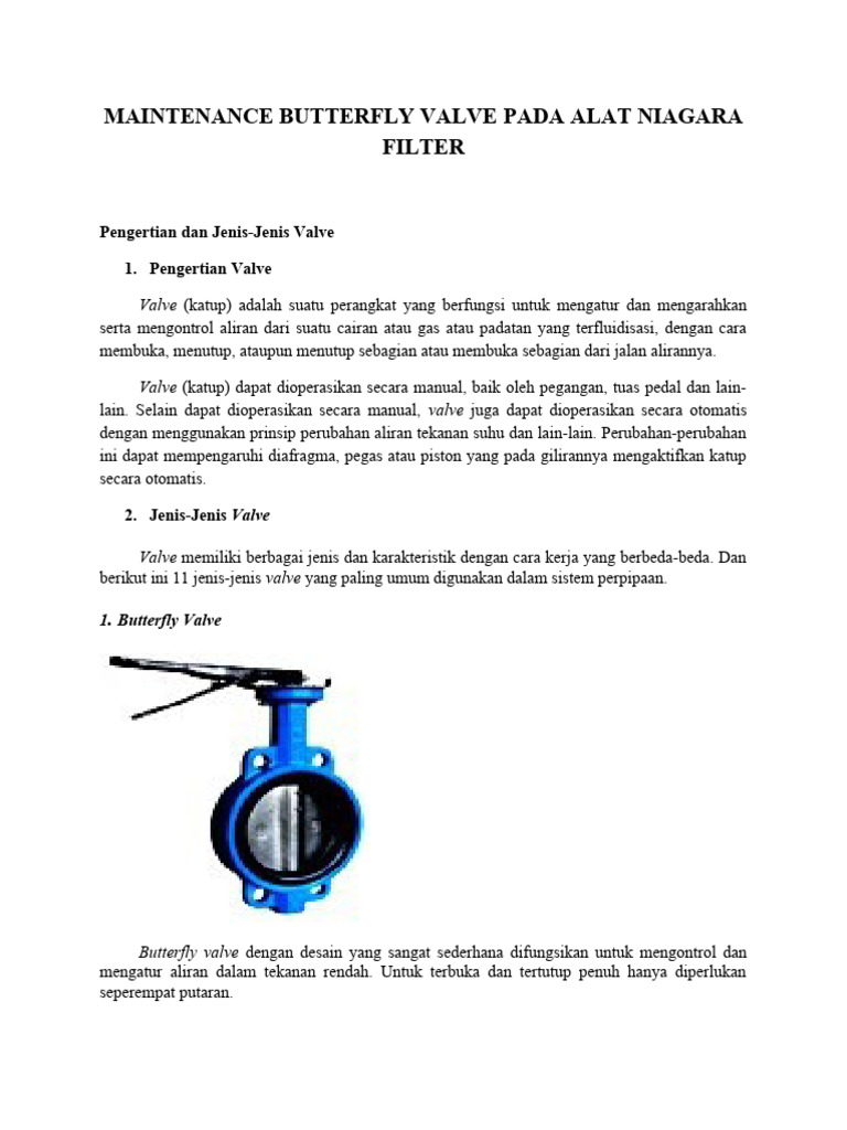 Maintenance Butterfly Valve Niagara Filter | PDF | Griya & Taman ...