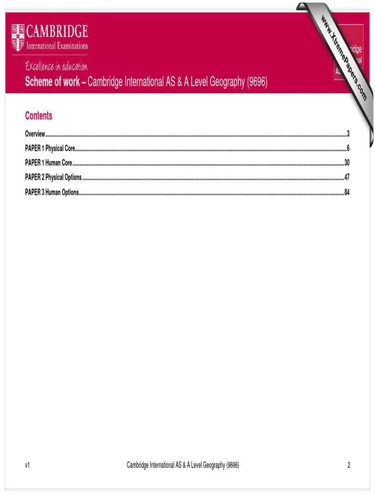 9696 As A Level Geography Scheme of Work PDF Porosity Drainage Basin