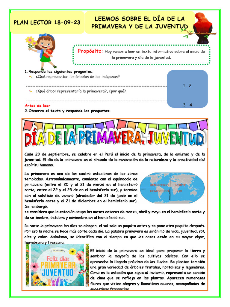 Plan Lector 18-09-23 - Leemos Sobre El Día de La Juventud | PDF ...