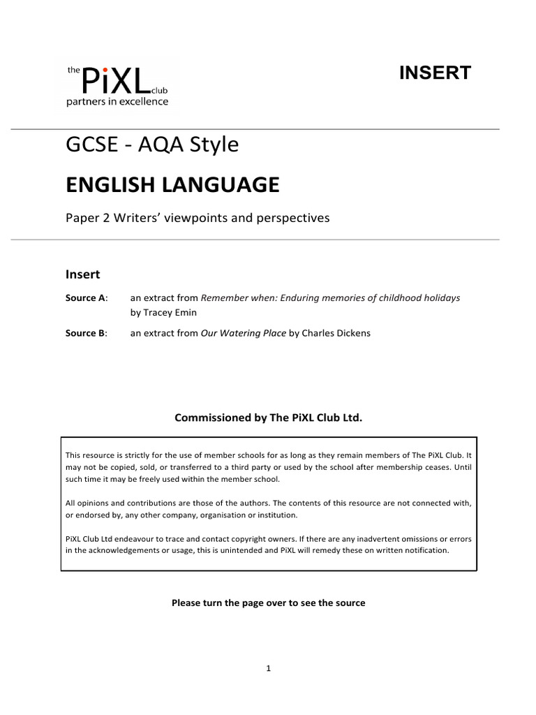 Aqa style gcse curve 2 0 english language paper 2 insert pdf