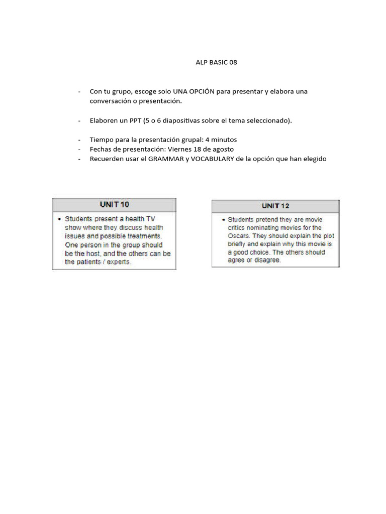 Presentación Grupal: Instrucciones ALP | PDF