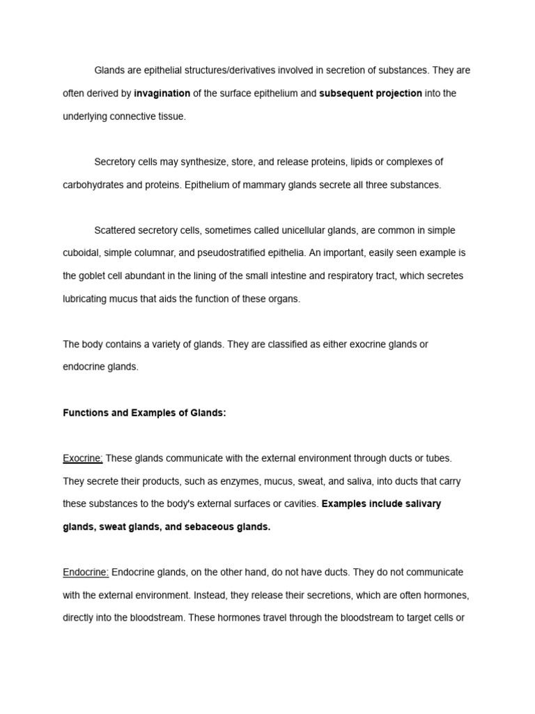 Types and Functions of Glands Explained | PDF