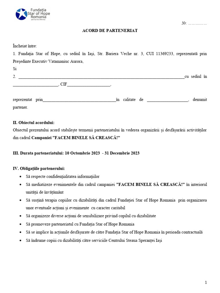 Acord de Parteneriat Campanie 2023 PDF