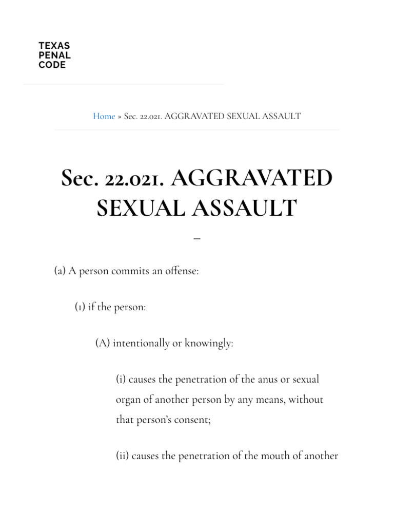 Sec 22 021 aggravated sexual assault texas penal code pdf