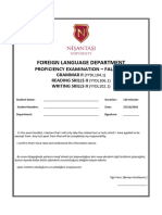Foreign Language Department: Proficiency Examination - Fall 2018