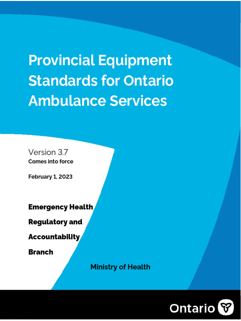 Ontario Ambulance Services Provincial Equipment Standards 2023 Version PDF