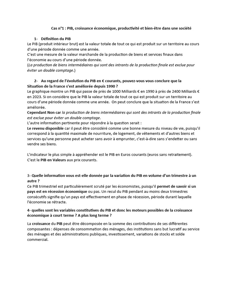 PIB et croissance économique en France | PDF | Produit intérieur brut ...