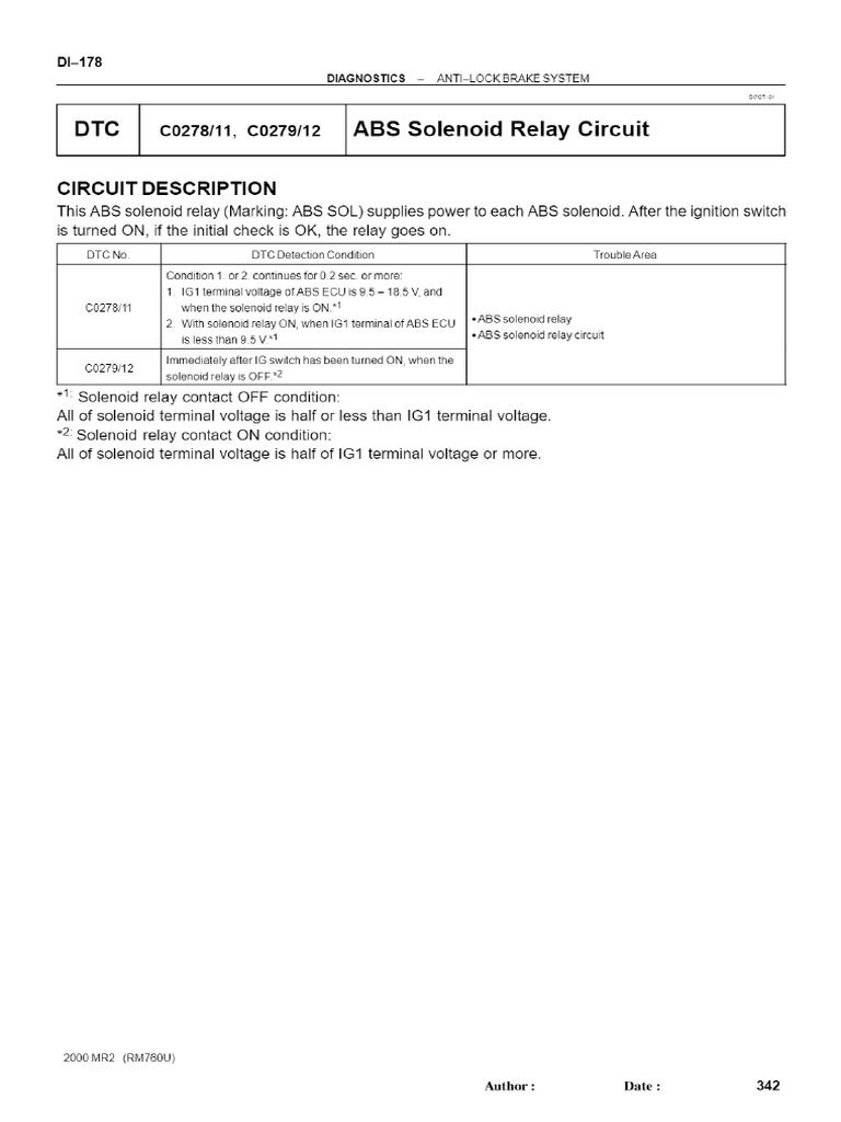 DTC ABS Solenoid Relay Circuit - Manualzz | PDF