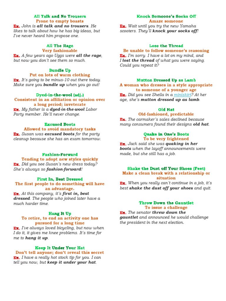 Fashion Idioms PDF Human Appearance Style