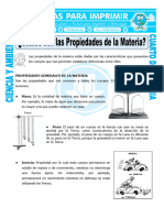 Ficha Cuales Son Las Propiedades de La Materia para Cuarto de Primaria